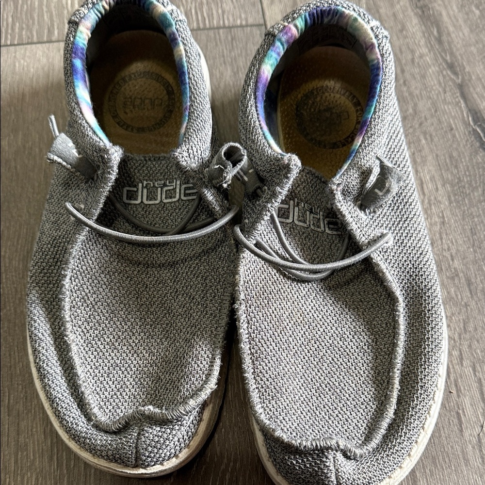 Hey Dude Kids Slip-On Sneakers in Gray with Multicolor Collar